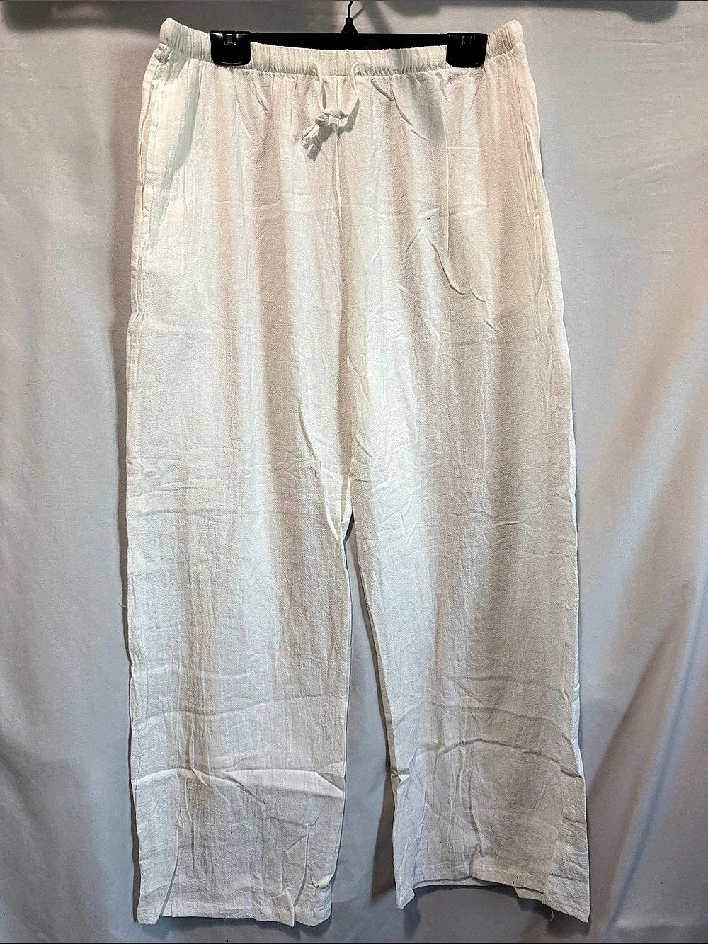 Wide Leg Linen Blend Pants in White Like New